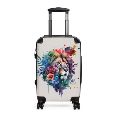 Floral Lion Suitcase - Roaring strength meets blossoming elegance, a unique and sophisticated travel companion with a captivating floral lion design.