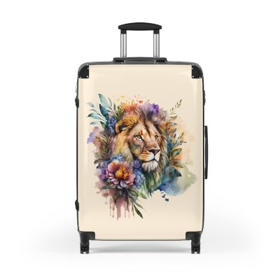 Floral Lion Suitcase - Roaring strength meets blossoming elegance, a unique and sophisticated travel companion with a captivating floral lion design.