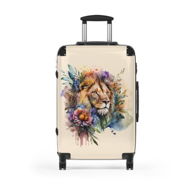 Floral Lion Suitcase - Roaring strength meets blossoming elegance, a unique and sophisticated travel companion with a captivating floral lion design.