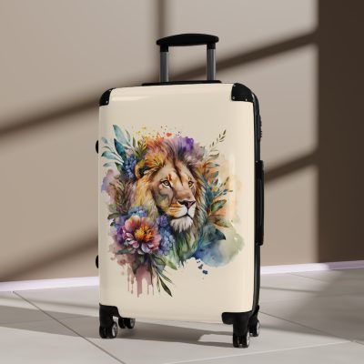 Floral Lion Suitcase - Roaring strength meets blossoming elegance, a unique and sophisticated travel companion with a captivating floral lion design.