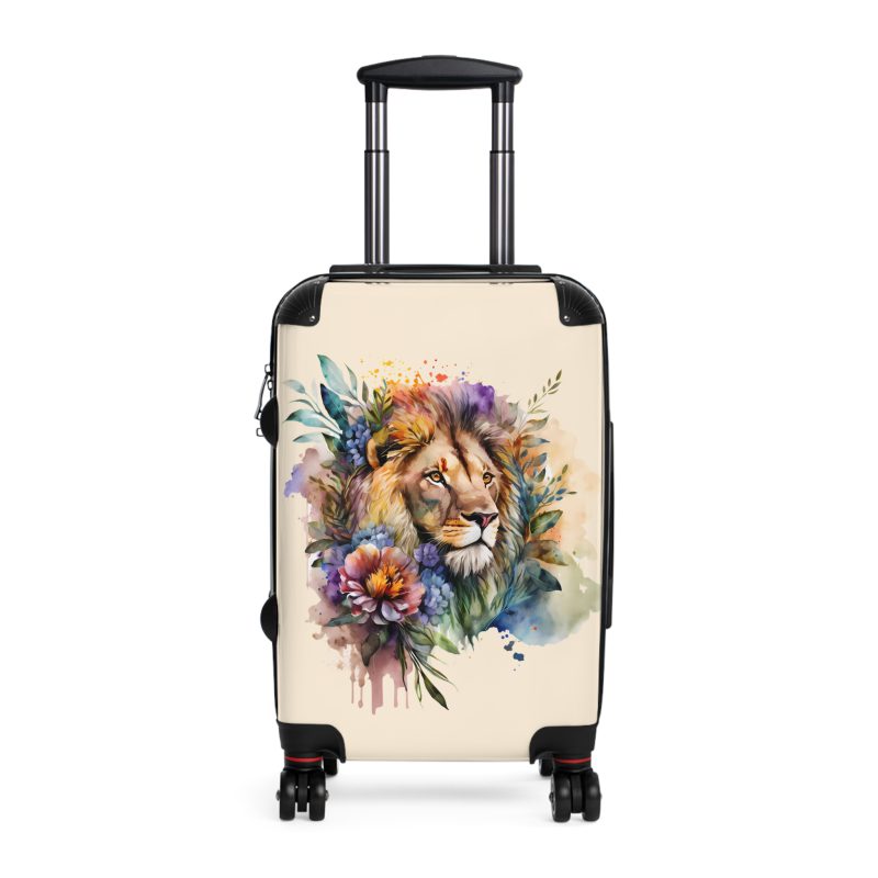 Floral Lion Suitcase - Roaring strength meets blossoming elegance, a unique and sophisticated travel companion with a captivating floral lion design.