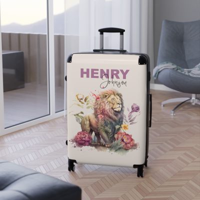 Custom Lion Suitcase - Roar with unique style and strength, a personalized travel companion with distinctive lion design.