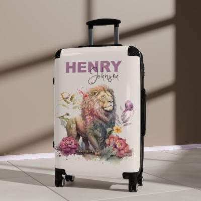 Custom Lion Suitcase - Roar with unique style and strength, a personalized travel companion with distinctive lion design.