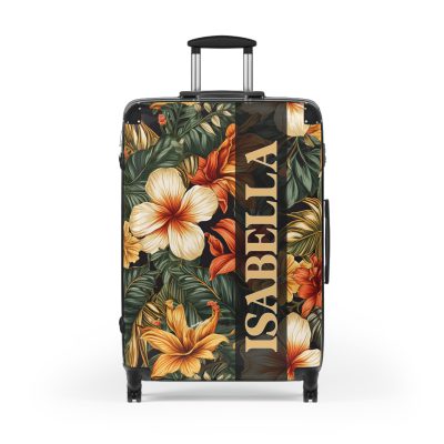 Tropical Hawaiian Custom Suitcase - Elevate your travels with personalized designs tailored to your style, perfect for experiencing paradise.