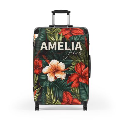 Tropical Hawaiian Custom Suitcase - Elevate your travels with personalized designs tailored to your style, perfect for experiencing paradise.