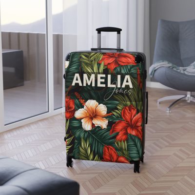 Tropical Hawaiian Custom Suitcase - Elevate your travels with personalized designs tailored to your style, perfect for experiencing paradise.