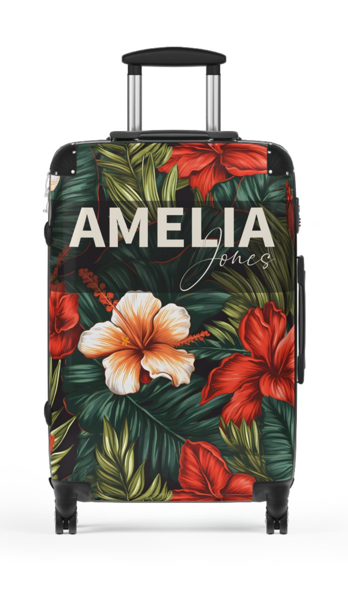 Tropical Hawaiian Custom Suitcase - Elevate your travels with personalized designs tailored to your style, perfect for experiencing paradise.