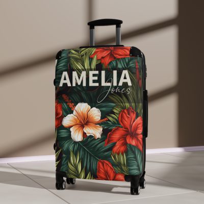 Tropical Hawaiian Custom Suitcase - Elevate your travels with personalized designs tailored to your style, perfect for experiencing paradise.