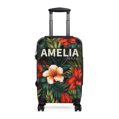 Tropical Hawaiian Custom Suitcase - Elevate your travels with personalized designs tailored to your style, perfect for experiencing paradise.