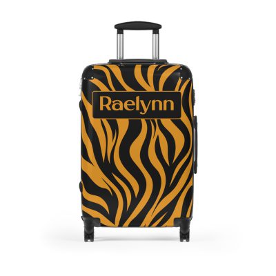 Tiger Print Custom Suitcase - Unleash personalized style with a unique and wild tiger print design for a sophisticated travel experience.