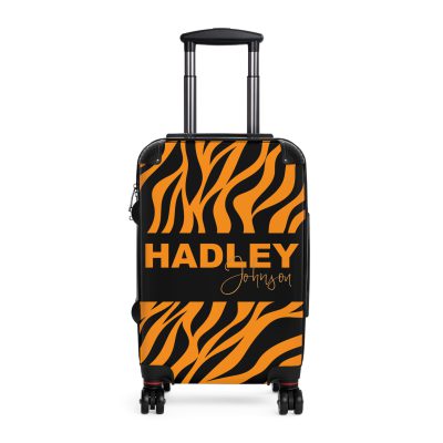 Tiger Print Custom Suitcase - Unleash personalized style with a unique and wild tiger print design for a sophisticated travel experience.