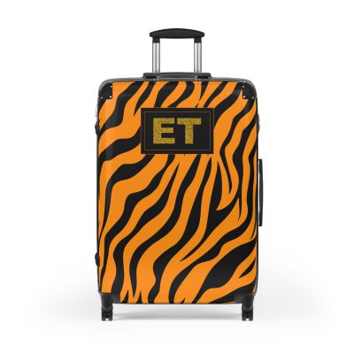 Tiger Print Custom Suitcase - Unleash personalized style with a unique and wild tiger print design for a sophisticated travel experience.