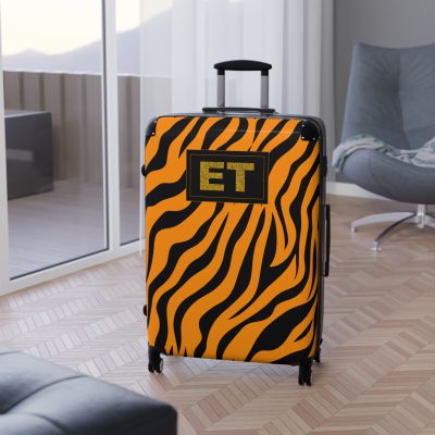 Tiger Print Custom Suitcase - Unleash personalized style with a unique and wild tiger print design for a sophisticated travel experience.