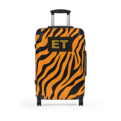 Tiger Print Custom Suitcase - Unleash personalized style with a unique and wild tiger print design for a sophisticated travel experience.