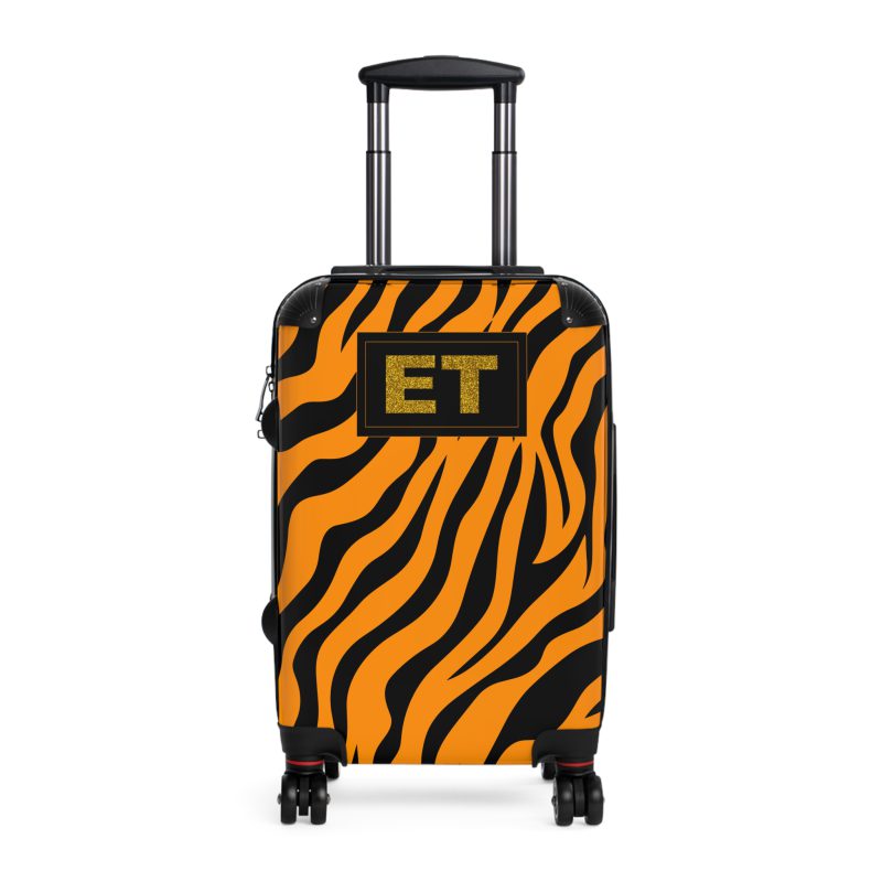 Tiger Print Custom Suitcase - Unleash personalized style with a unique and wild tiger print design for a sophisticated travel experience.