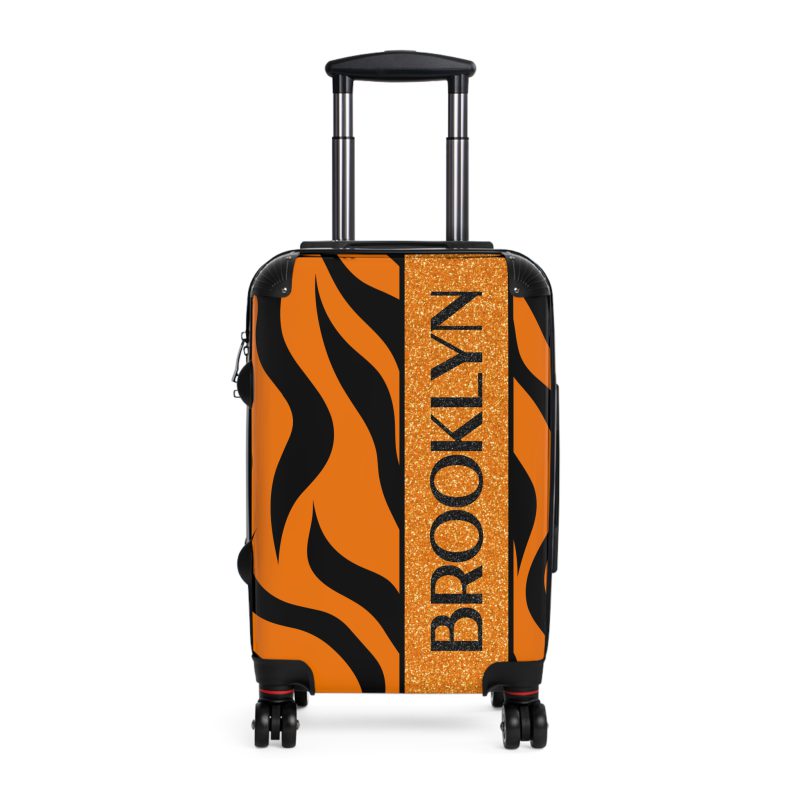 Tiger Print Custom Suitcase - Unleash personalized style with a unique and wild tiger print design for a sophisticated travel experience.