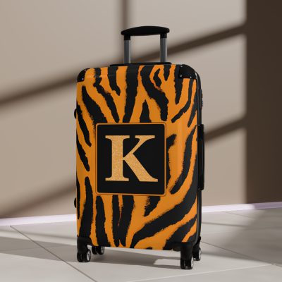 Tiger Print Custom Suitcase - Unleash personalized style with a unique and wild tiger print design for a sophisticated travel experience.