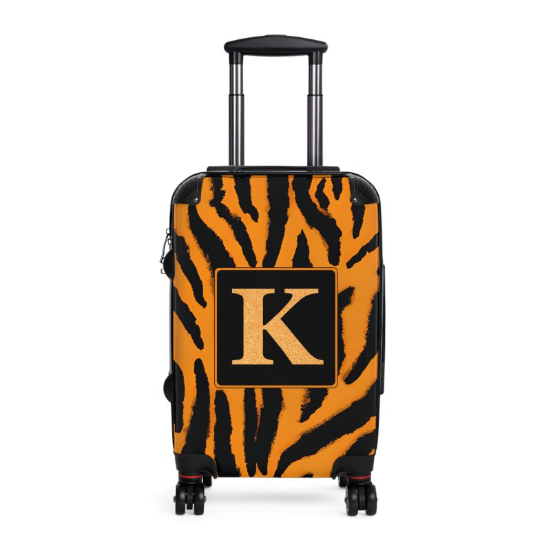 Tiger Print Custom Suitcase - Unleash personalized style with a unique and wild tiger print design for a sophisticated travel experience.