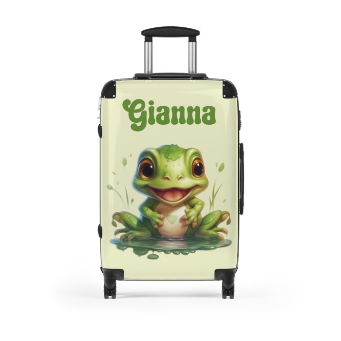 Custom Frog Suitcase - Personalized kids' luggage featuring a charming frog design, perfect for young adventurers.