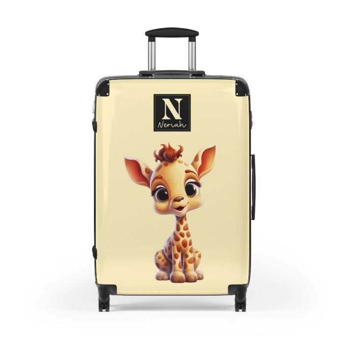 Custom Cute Giraffe Suitcase - Personalized kids' luggage featuring an adorable giraffe design, perfect for young adventurers.