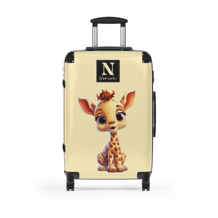 Custom Cute Giraffe Suitcase - Personalized kids' luggage featuring an adorable giraffe design, perfect for young adventurers.