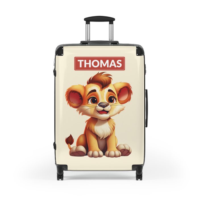 Custom Little Lion Suitcase - Personalized kids' luggage featuring a charming lion design, perfect for young explorers.