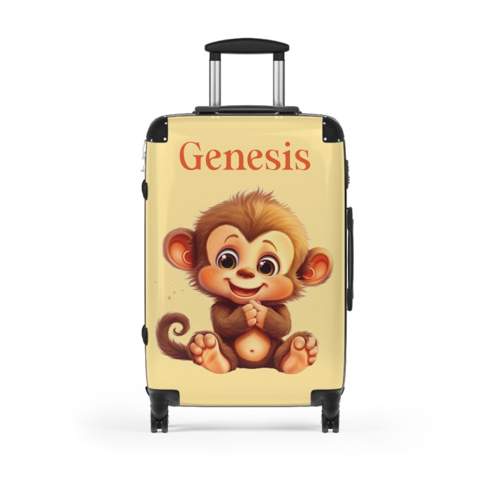 Custom Baby Monkey Suitcase - Personalized kids' luggage featuring a playful monkey design, perfect for young travelers.