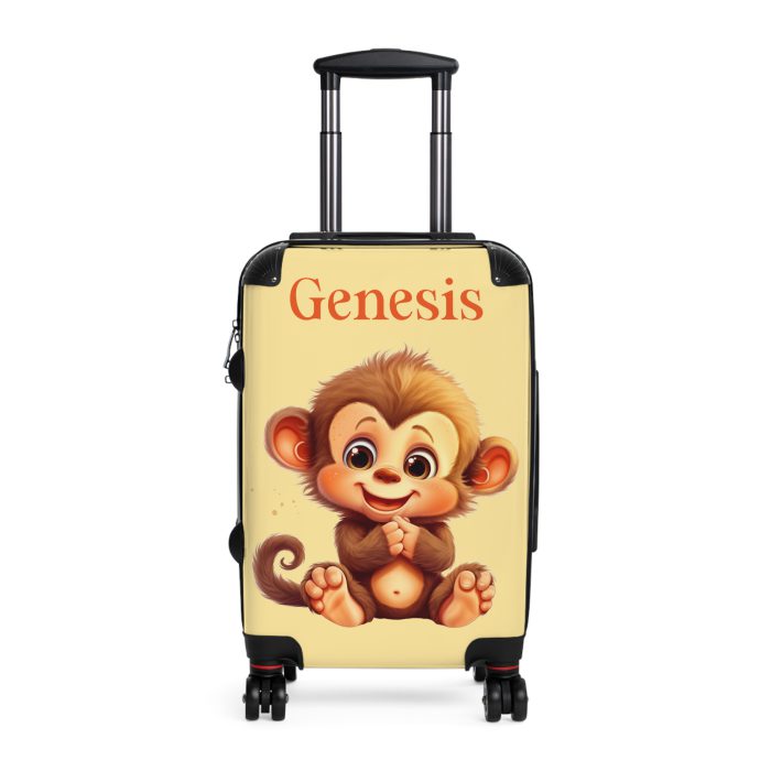 Custom Baby Monkey Suitcase - Personalized kids' luggage featuring a playful monkey design, perfect for young travelers.