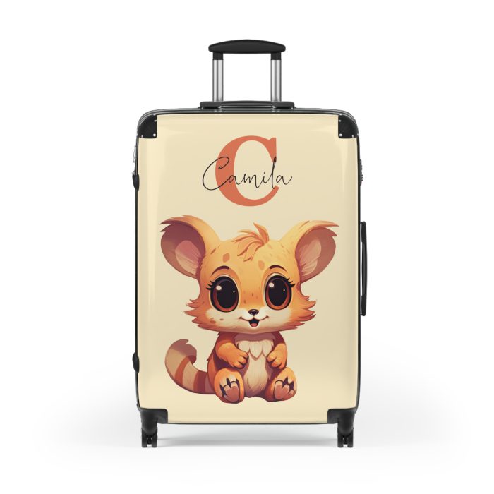 Custom Cute Cat Suitcase - Personalized kids' luggage featuring an adorable cat design, perfect for young travelers.