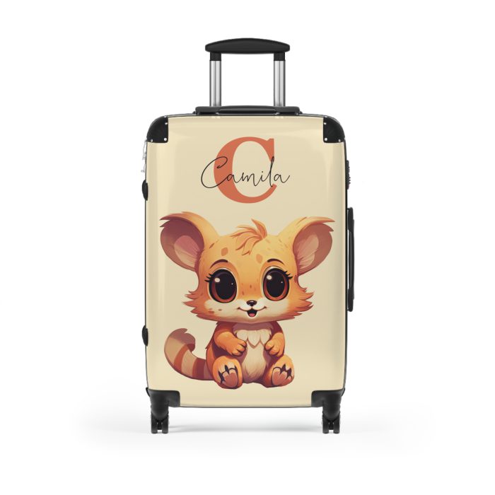 Custom Cute Cat Suitcase - Personalized kids' luggage featuring an adorable cat design, perfect for young travelers.