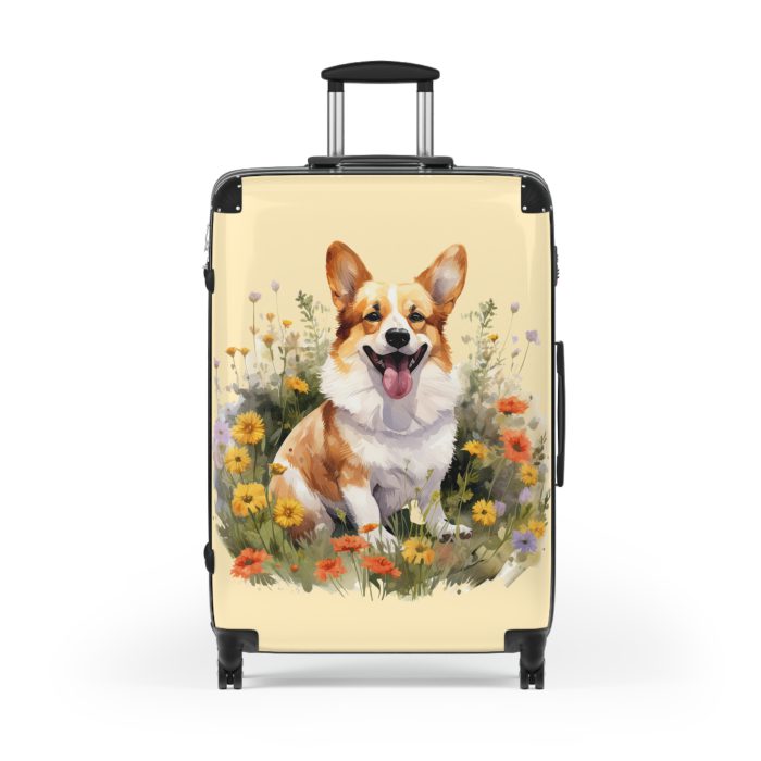 Whimsical Corgi suitcase, a durable and delightful travel companion. Crafted with Corgi designs, it's perfect for enthusiasts on the go.