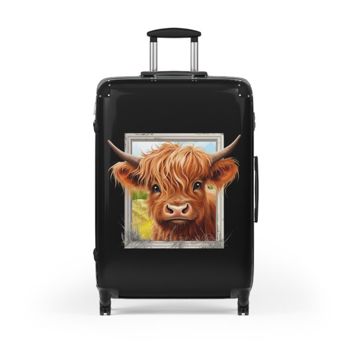 Highland Cow Suitcase - A stylish luggage featuring a charming cow design, perfect for travelers who want to bring a touch of whimsy to their journeys.