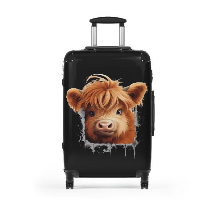 Highland Cow Suitcase - A stylish luggage featuring a charming cow design, perfect for travelers who want to bring a touch of whimsy to their journeys.