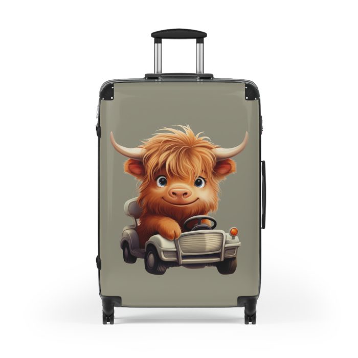 Highland Cow Suitcase - A stylish luggage featuring a charming cow design, perfect for travelers who want to bring a touch of whimsy to their journeys.