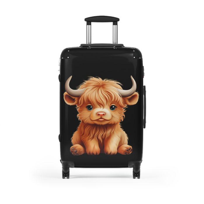 Highland Cow Suitcase - A stylish luggage featuring a charming cow design, perfect for travelers who want to bring a touch of whimsy to their journeys.