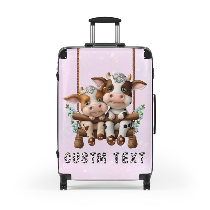 Custom Highland Cow Suitcase - A personalized luggage adorned with a unique cow-themed design, perfect for travelers who want to add a touch of individuality to their journeys.