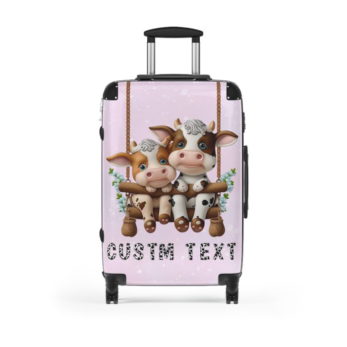 Custom Highland Cow Suitcase - A personalized luggage adorned with a unique cow-themed design, perfect for travelers who want to add a touch of individuality to their journeys.