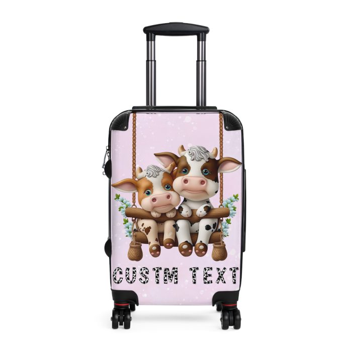 Custom Highland Cow Suitcase - A personalized luggage adorned with a unique cow-themed design, perfect for travelers who want to add a touch of individuality to their journeys.