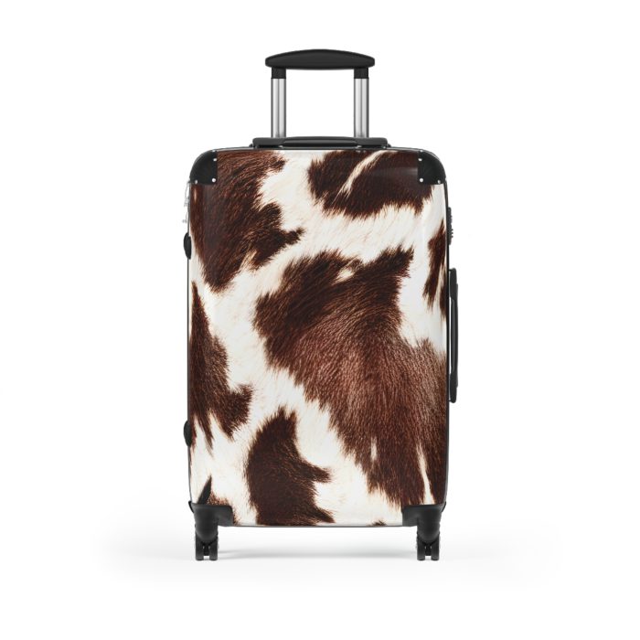 Cowhide Suitcase - A stylish luggage featuring a chic cowhide design, perfect for travelers who want to add a touch of luxury to their journeys