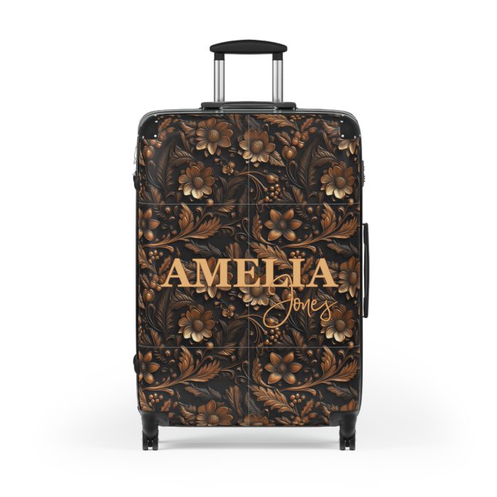 Custom Western Floral Suitcase - Personalized travel companion featuring a bespoke western floral design for a touch of individuality.