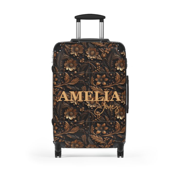 Custom Western Floral Suitcase - Personalized travel companion featuring a bespoke western floral design for a touch of individuality.