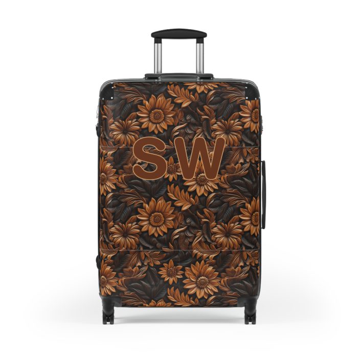 Custom Western Floral Suitcase - Personalized travel companion featuring a bespoke western floral design for a touch of individuality.