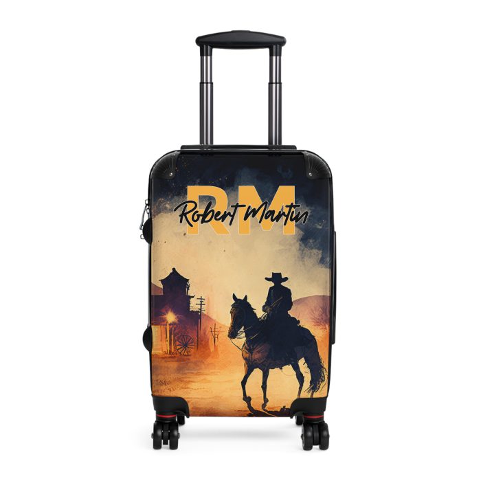 Custom Retro Western Suitcase - A personalized travel companion blending vintage aesthetics with modern functionality.