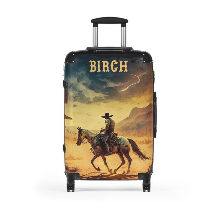 Custom Retro Western Suitcase - A personalized travel companion blending vintage aesthetics with modern functionality.