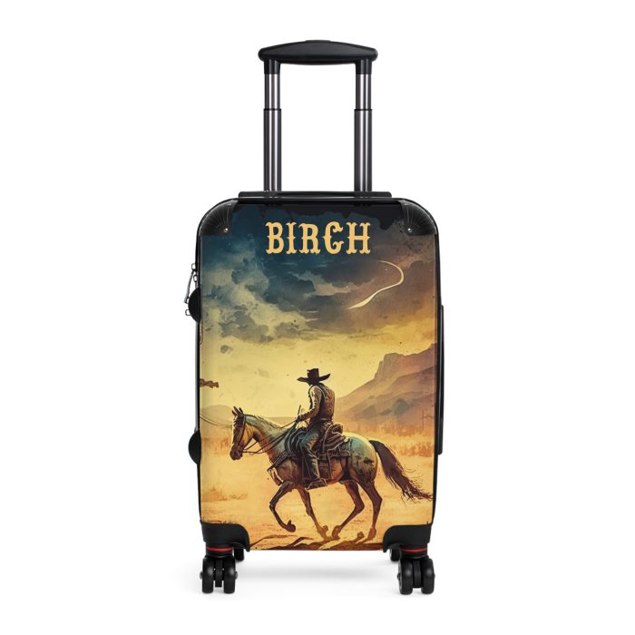 Custom Retro Western Suitcase - A personalized travel companion blending vintage aesthetics with modern functionality.