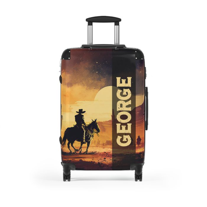 Custom Retro Western Suitcase - A personalized travel companion blending vintage aesthetics with modern functionality.