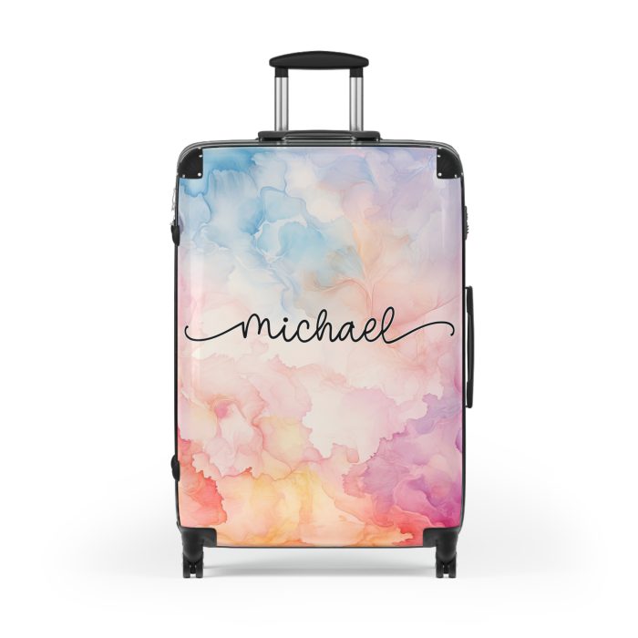 Pastel Watercolor Custom Suitcase - Tailored for you, adorned with pastel watercolors, a one-of-a-kind travel companion.