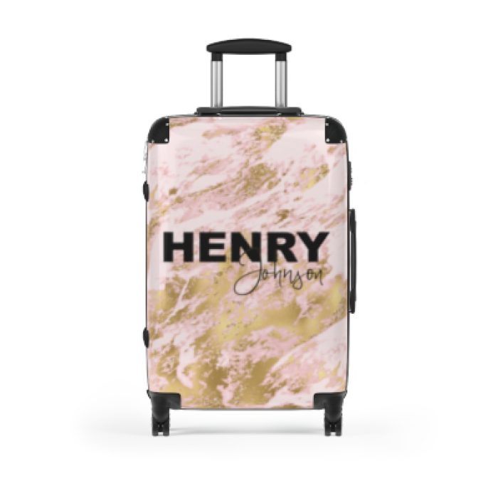 Custom Marble Suitcase - A personalized suitcase adorned with an elegant marble-themed design, perfect for travelers who want to add a touch of luxury to their luggage.