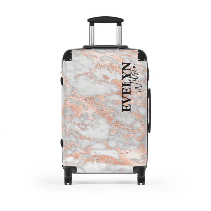 Custom Marble Suitcase - A personalized suitcase adorned with an elegant marble-themed design, perfect for travelers who want to add a touch of luxury to their luggage.