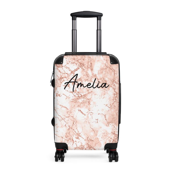 Custom Marble Suitcase - A personalized suitcase adorned with an elegant marble-themed design, perfect for travelers who want to add a touch of luxury to their luggage.